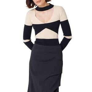 NEW FIND ME NOW colorblock cutout sweater bodysuit in night